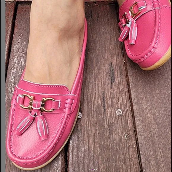 ๐ธ Hot Pink Leather Loafer Slide ๐ธ - Picture 13 of 14